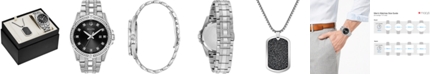 Bulova Men's Stainless Steel Bracelet Watch & Pendant Necklace 42mm Gift Set